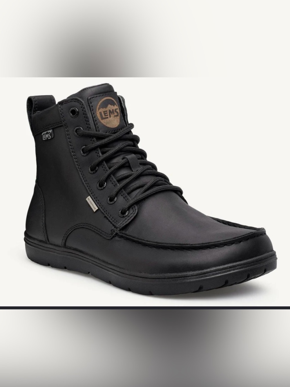 Lems Waterproof Boulder Boot Unisex Black Lace Up Barefoot Boot M9.5 W11 New